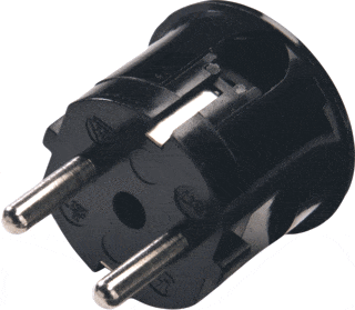 Martin Kaiser 617/SW Schuko power plug angled with earth contact, black