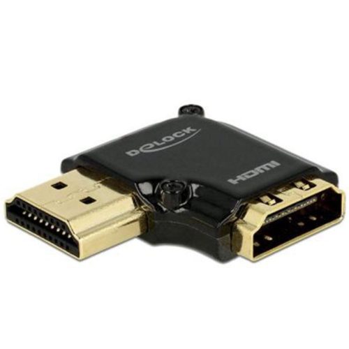 Delock Adapter High Speed HDMI with Ethernet – HDMI-A female > HDMI-A male 4K 90° angled left, black