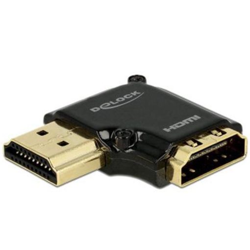 Delock Adapter High Speed HDMI with Ethernet – HDMI-A female > HDMI-A male 4K 90° angled left, black