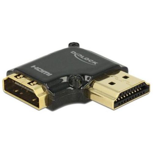 Delock Adapter High Speed HDMI with Ethernet – HDMI-A female > HDMI-A male 4K 90° angled right, black