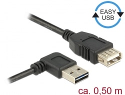Delock Extension cable EASY-USB 2.0 Type-A male angled left/right > USB 2.0 Type-A female 0.5m, black