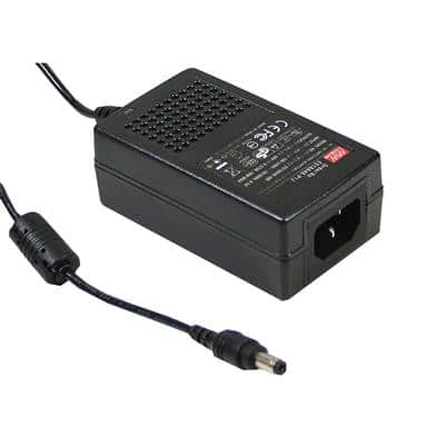 Mean Well GST18A09-P1J AC-DC Industrial desktop adaptor; Output 9Vdc at 2A; 3 pole AC inlet IEC320-C14, black