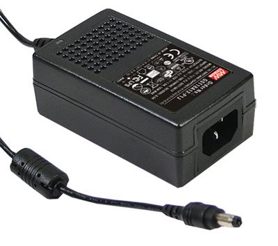 Mean Well GST18A15-P1J AC-DC Industrial desktop adaptor; Output 15Vdc at 1.2A; 3 pole AC inlet IEC320-C14, black