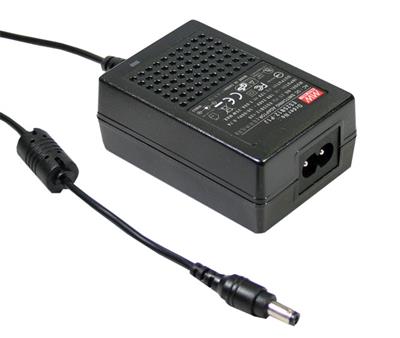 Mean Well GST18B09-P1J AC-DC Industrial desktop adaptor; Output 9Vdc at 2A; 2 pole AC inlet IEC320-C8, black