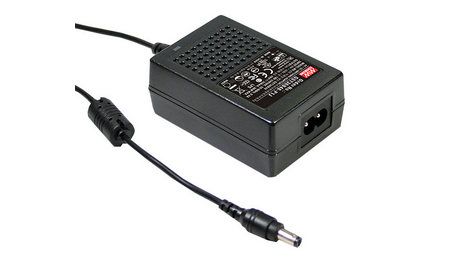 Mean Well GST36B24-P1J AC-DC Industrial desktop adaptor; Output 24Vdc at 1.5A; 2 pole AC IEC320-C8 inlet, black