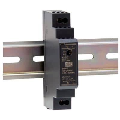 Mean Well HDR-15-48 AC-DC Ultra slim DIN rail power supply; Input range 85-264VAC; Output 48VDC at 0.32A; Pass LPS, black