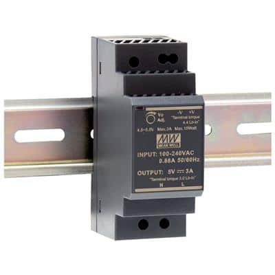 Mean Well HDR-30-48 AC-DC Ultra slim DIN rail power supply; Input range 85-264VAC; Output 48VDC at 0.75A; Pass LPS, black