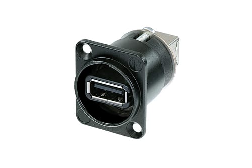 Neutrik NAUSB-W-B adapter USB 2.0 A-B reversible in D-housing, black