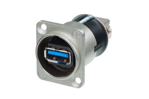 Neutrik NAUSB3 adapter USB 3.0 A-B reversible D-housing nickel, grey