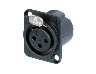 Neutrik NC3FD-LX-BAG 3 pin female XLR panel/chassis mount connector, duplex ground contact, black