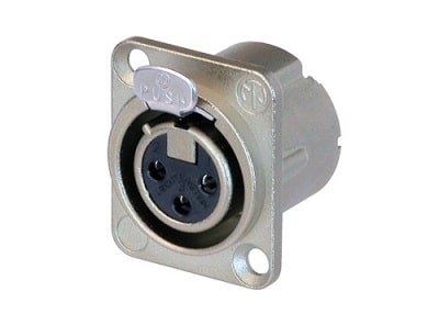 Neutrik NC3FD-LX 3 pin female XLR panel/chassis mount connector, duplex ground contact , grey