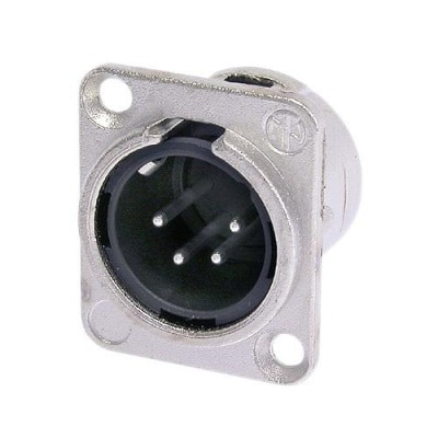 Neutrik NC4MD-LX 4 pin XLR male panel/chassis mount connector, grey