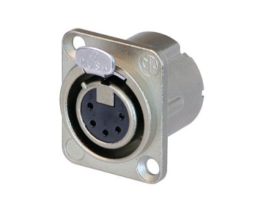 Neutrik NC5FD-LX 5 pin female XLR panel/chassis mount connector, duplex ground contact , grey