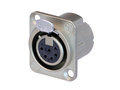 Neutrik NC6FD-LX 6 pin female XLR panel/chassis mount connector, duplex ground contact , grey