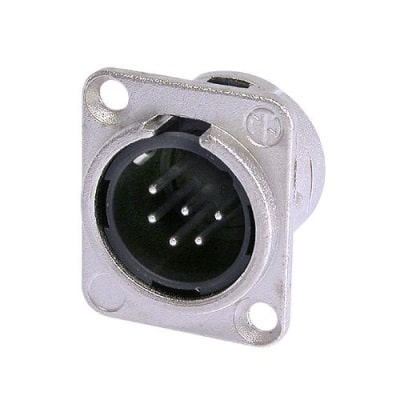 Neutrik NC6MD-LX 6 pin XLR male panel chassis mount connector, grey