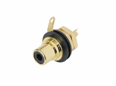 Rean NYS367-0 RCA phono panel socket, gold contact black ring