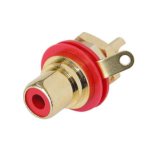 Rean NYS367-2 RCA phono panel socket, gold contact red ring