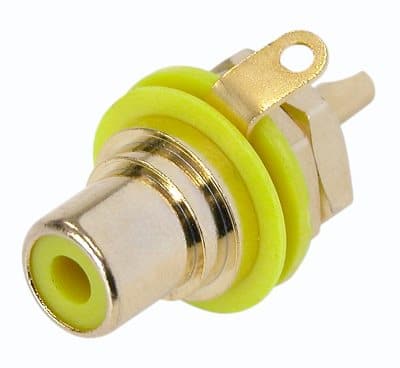 Rean NYS367-4 RCA phono panel socket, gold contact yellow ring