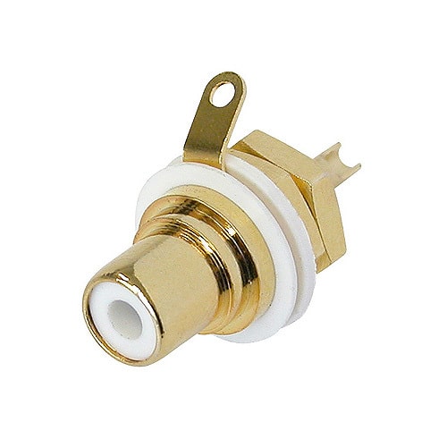 Rean NYS367-9 RCA phono panel socket, gold contact white ring