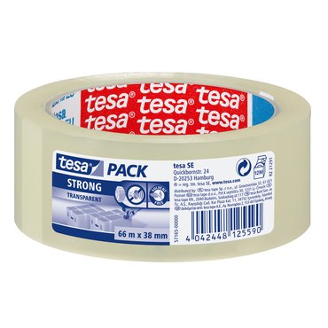 Tesa 57165 packaging tape strong 38mmx66m, transparent