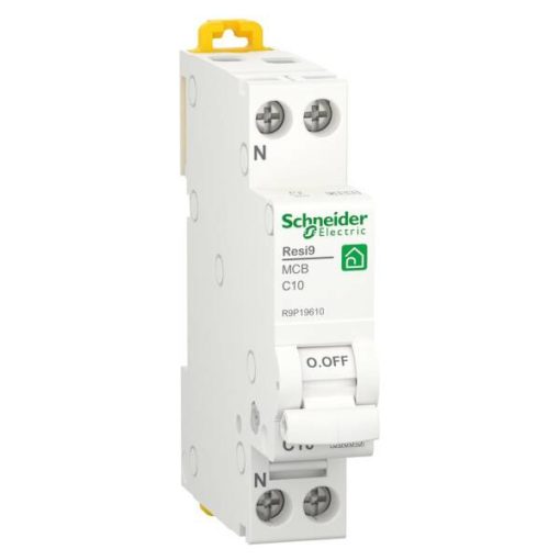 Schneider R9P19610 Electric circuit breaker 1-pole neutral 10A C-characteristic, white