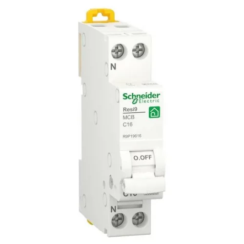 Schneider R9P09610 Electric circuit breaker 1-pole neutral 16A C-characteristic, white