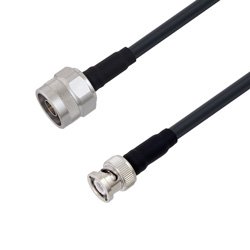 Cable assembly LMR240 N male to BNC male, black