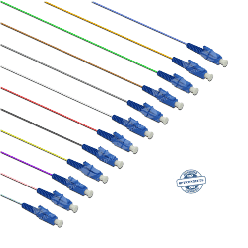 Pigtail · LC/UPC · SM G657.A1 · Simplex · 2.0m · LSZH · 900um · Easy strip (semi tight buffer) · Kit 12 Pieces · TIA / EIA-598 · Multicolor