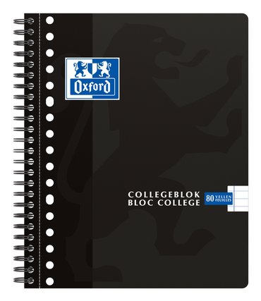 College block Oxford School A5+ 17-hole 80sheet line, black