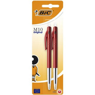 Ballpoint pen Bic M10 medium blister of 2pcs, red