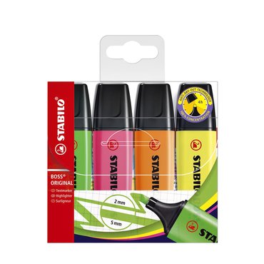 Highlighter STABILO Boss Original 70/4 pencil case of 4 colours