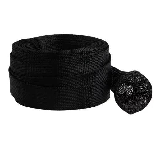 Braided polyester sleeving 40 mm x 25 m, black