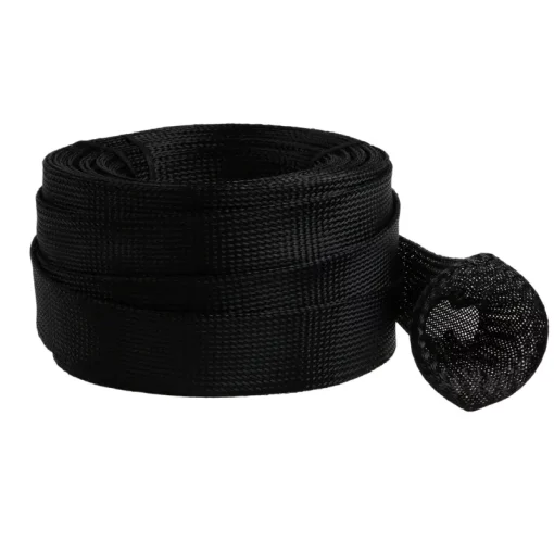 Braided polyester sleeving 40 mm x 25 m, black