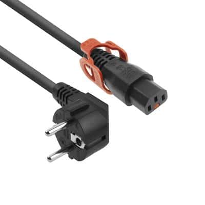 ACT AK5151 Powercord CEE 7/7 male (angled) - C13 IEC Lock+ black 2 m, EL332S