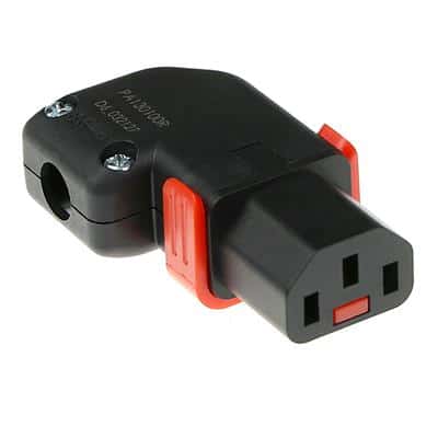 ACT SFO66A C13 IEC Lock+ rewireable left or right angled connector black, PA130100RBK